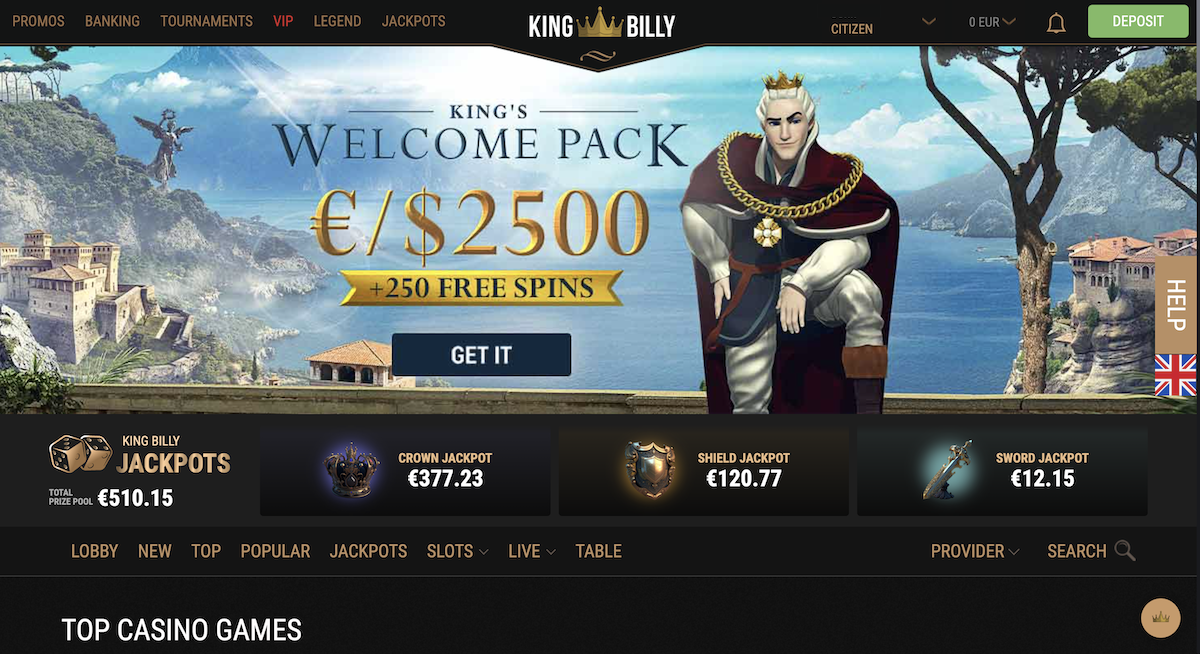 King Billy homepage screenshot
